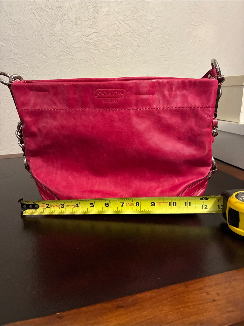 Coach Hot Pink Leather Shoulder Bag with Silver Hardware - Picture 5 of 6